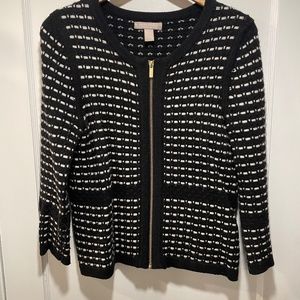 Black and white patterned sweater jacket